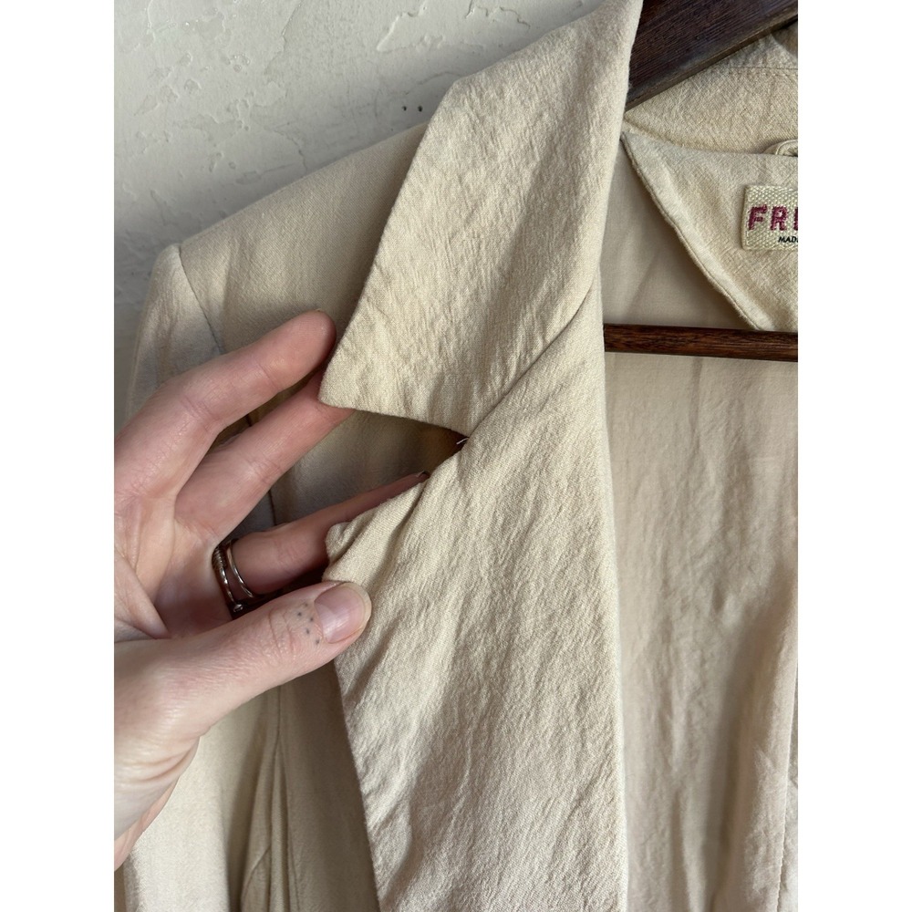 Free People Olivia Blazer M Oversized Double Breasted Linen Cream Minimalist - Picture 5 of 11